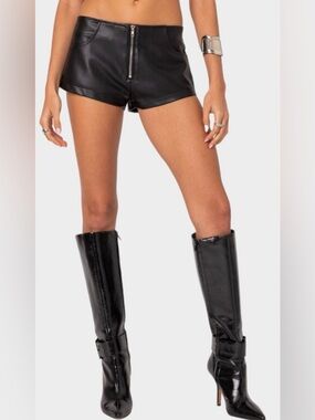 Edikted Faux Leather Micro Short